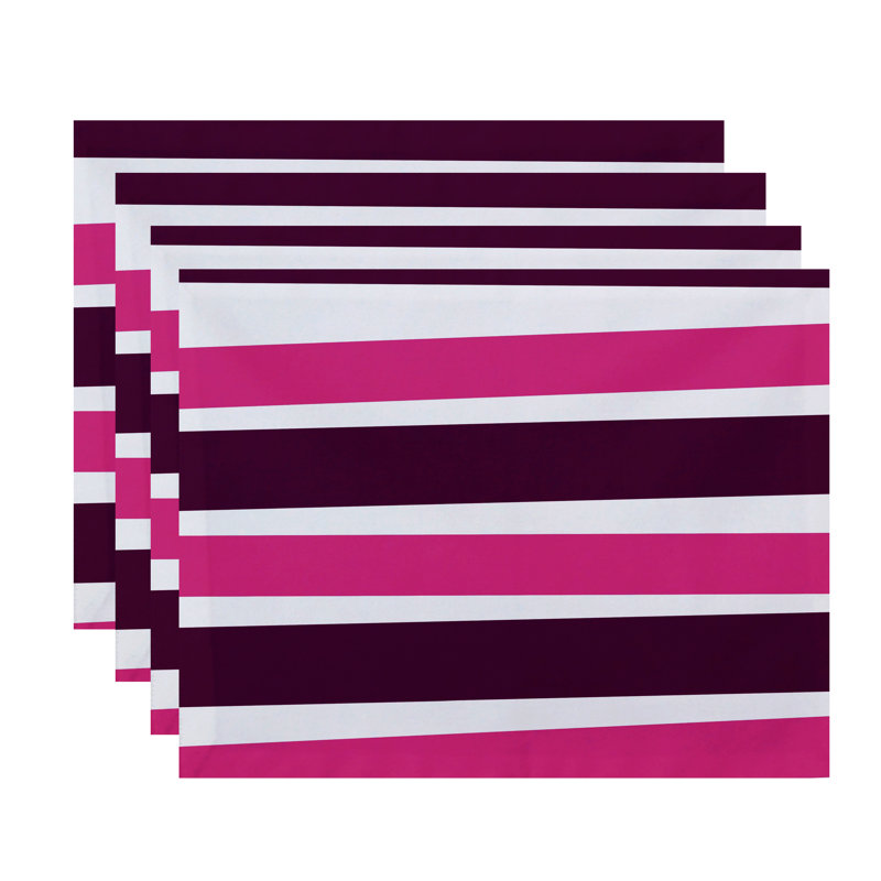 Ensemble de napperon à rayures 4 pièces, Mauve