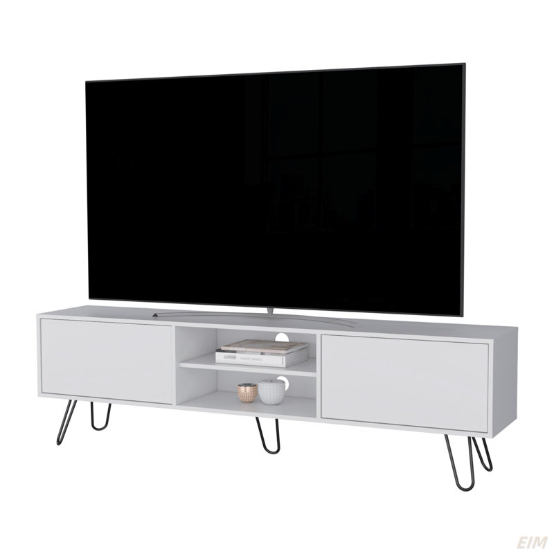 Selby TV Rack, Hairpin Leg Design With Spacious Storage, White