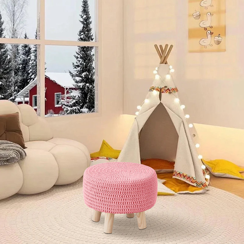 Wood Accent Stool, Pink