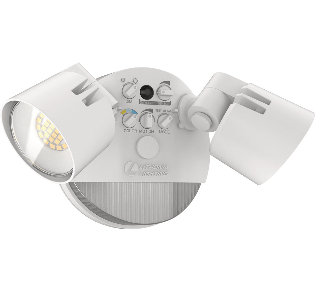 2 - Head Hardwired Dusk to Dawn Outdoor Security Flood Light with Motion Sensor Lithonia Lighting Fixture 