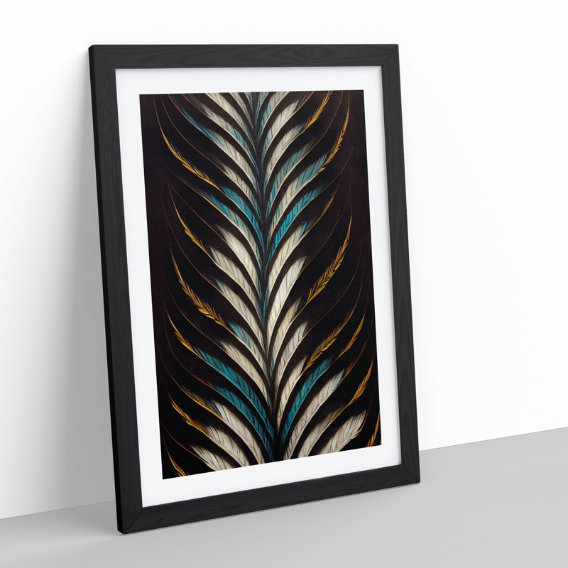 Unreal Feather - Single Picture Frame Print, 64cm H x 46cm W x 2cm D, Black 