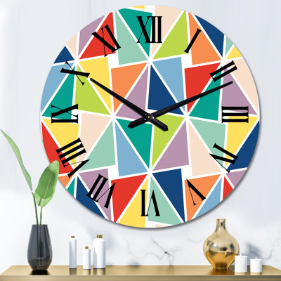 Multicolored Triangle Pattern - Patterned wall clock