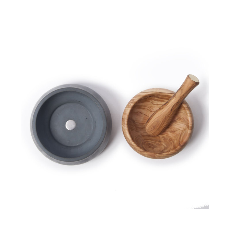 Millenari Wood Mortar And Pestle Set, Gray