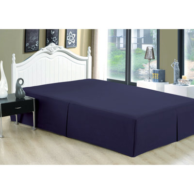 Marina Decoration Home Decor Bedding Bedroom Bedsheet Soft Ruffle Bedskirt Hotel Quality All Season Deep Pocket 16 Inch Drop Solid Tailored Rayon from Bamboo Bed Skirt, Navy Blue Color Queen Size