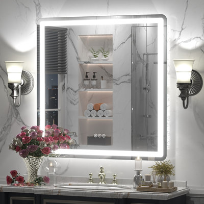 Miroir de salle de bain / de salle de bain anti-buée à DEL certifié Aevar avec garantie de 3 ans UL