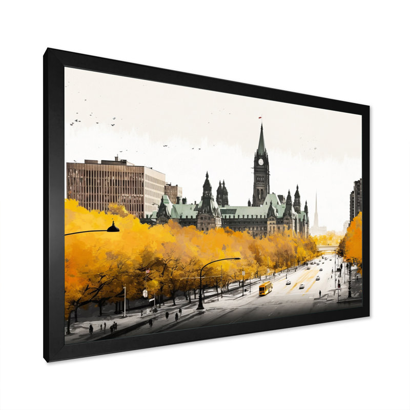 Ottawa in the Fall II - reproduction sur toile, Impression noire sur toile encadrée, H 24 po x l 32 po x P 1 po