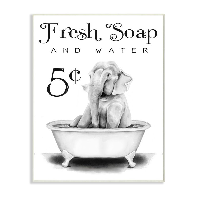 «Fresh Soap and Water» par Rachel Nieman - impression d'art graphique, H 15 po x l 10 po x P 0,5 po, Plaque murale