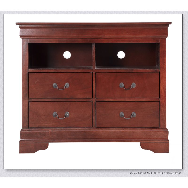 Commode multimédia Louis Phillipe G3105-TV, support stable, conception multifonctionnelle, Cerisier