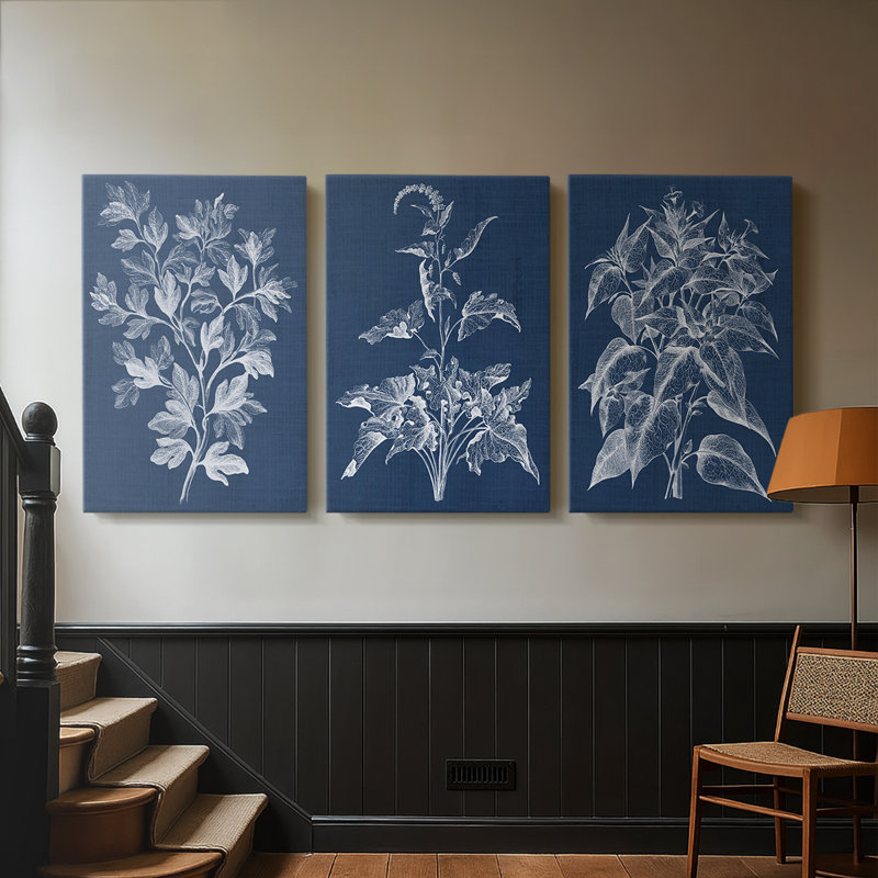 Foliage Chintz I - Toile tendue avec châssis sur mesure - 3 pièces, H 12 po x l 24 po