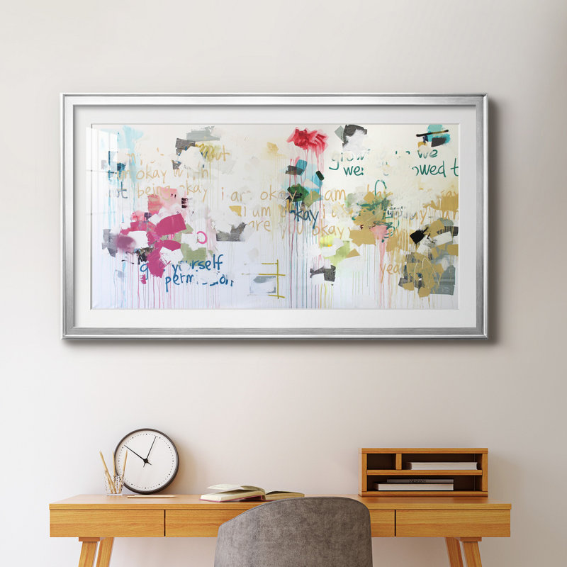 Kent Youngstrom - peinture encadrée, Papier avec cadre argenté, H 14,5 po x l 26,5 po x P 1,5 po, Blanc