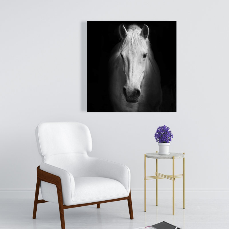 Toile cheval monochrome | Animaux de la ferme, décor de grotte