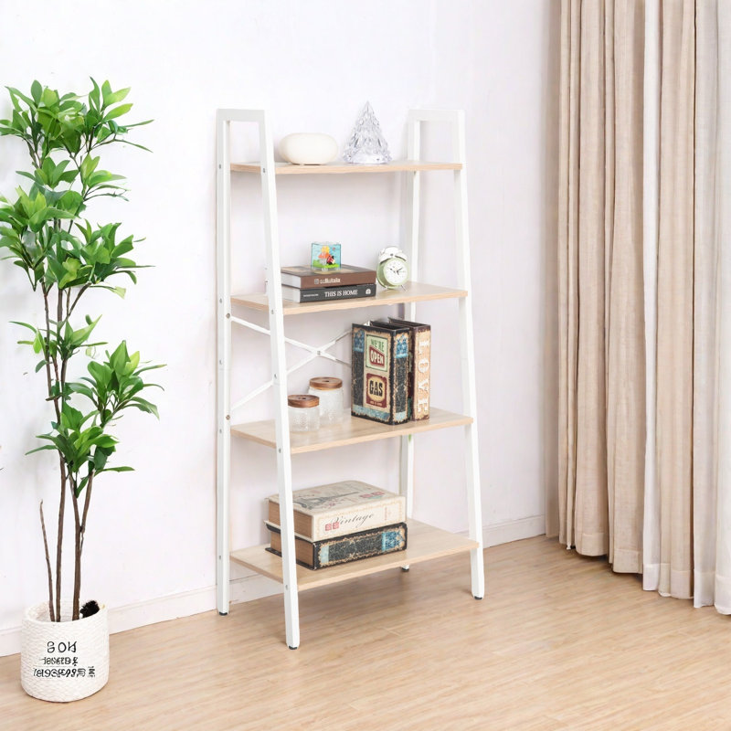  Industrial 4-tier Bookshelf, Freestanding Rustic Display Bookcase Storage Rack Shelf Plant Stand For Living Room Home Office