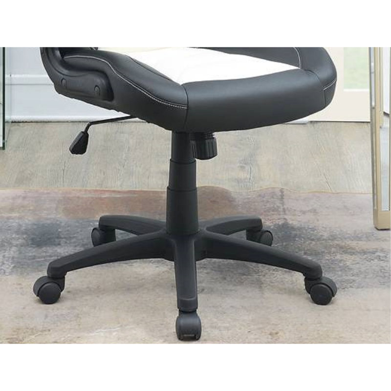 Chaise de bureau à hauteur ajustable en noir et blanc, avec dossier à coussin pour un travail confortable, coussins d'accoudoirs modernes, hauteur, blanc