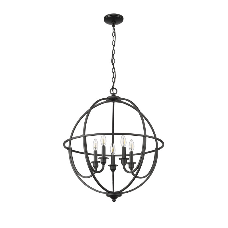 Artemis 5 - Light 24" Wide Dimmable Globe Chandelier, Matte Black