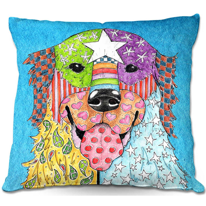  Coussin Couch Retriever Dog, 18 po x 18 po, Aigue-marine