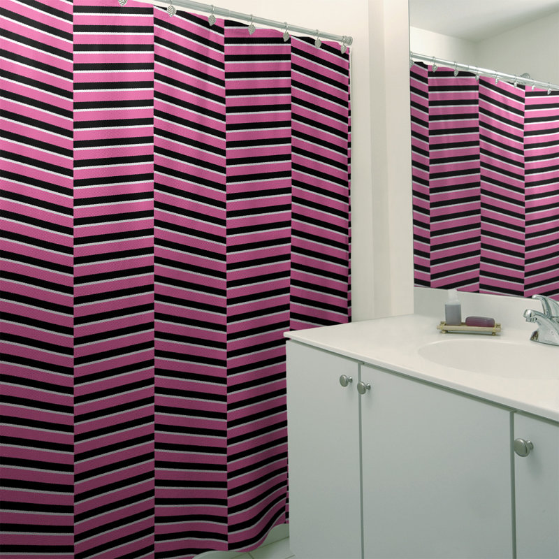 Rideau de douche simple à rayures rompues, Rose