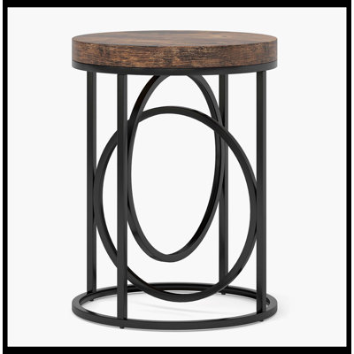 Table de bout ronde, table d'appoint moderne avec plateau en faux marbre