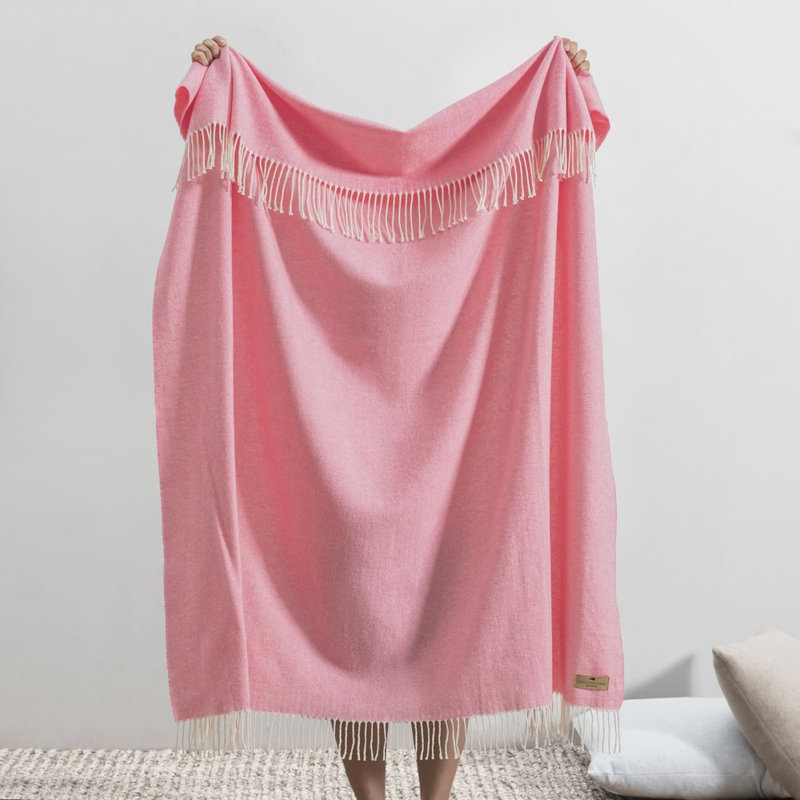 Italian Herringbone Throw Blanket, Bubble Gum