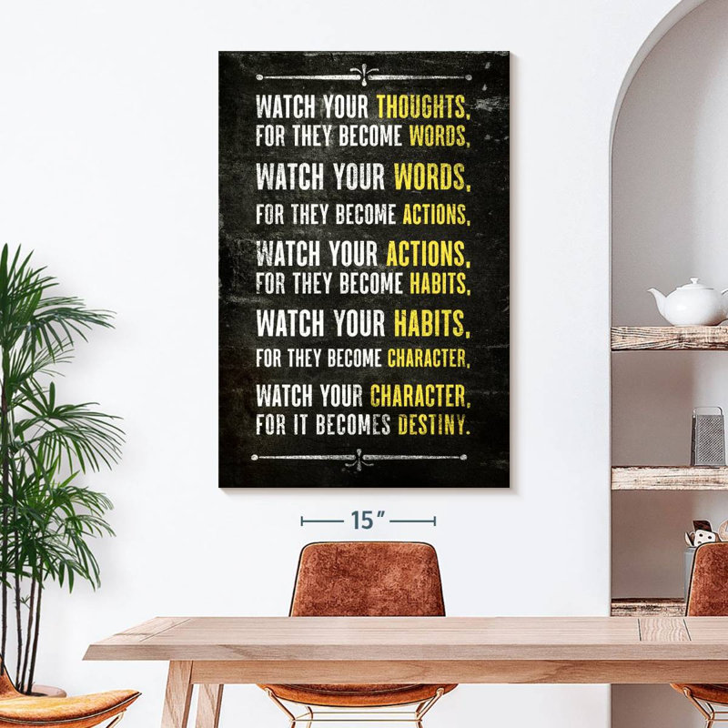 Citation célèbre sur toile, H 48 po x l 32 po x P 1,25 po