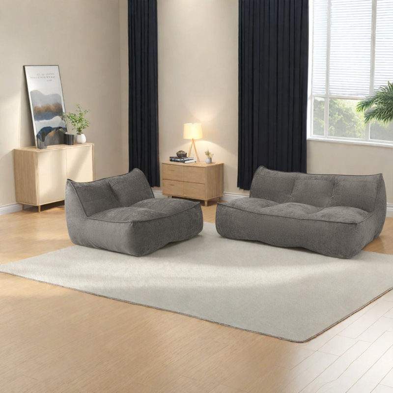 Canapés modulaires à compression, lin et coton brun, salon portable moderne pour la maison