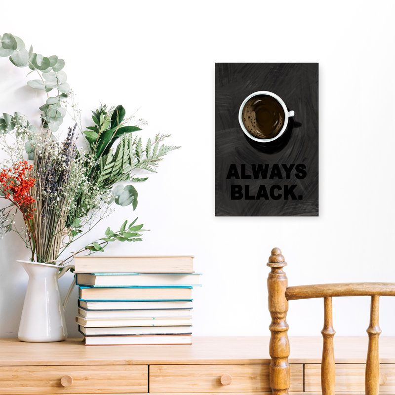 «Always Black Coffee», art mural pissenlit contemporain, H 18 po x l 12 po