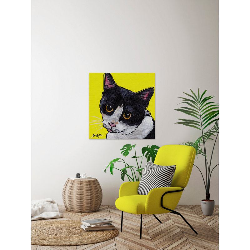 « cat tuxedo », reproduction de peinture à l’acrylique sur toile tendue, H 24 po x l 24 po x P 1,5 po