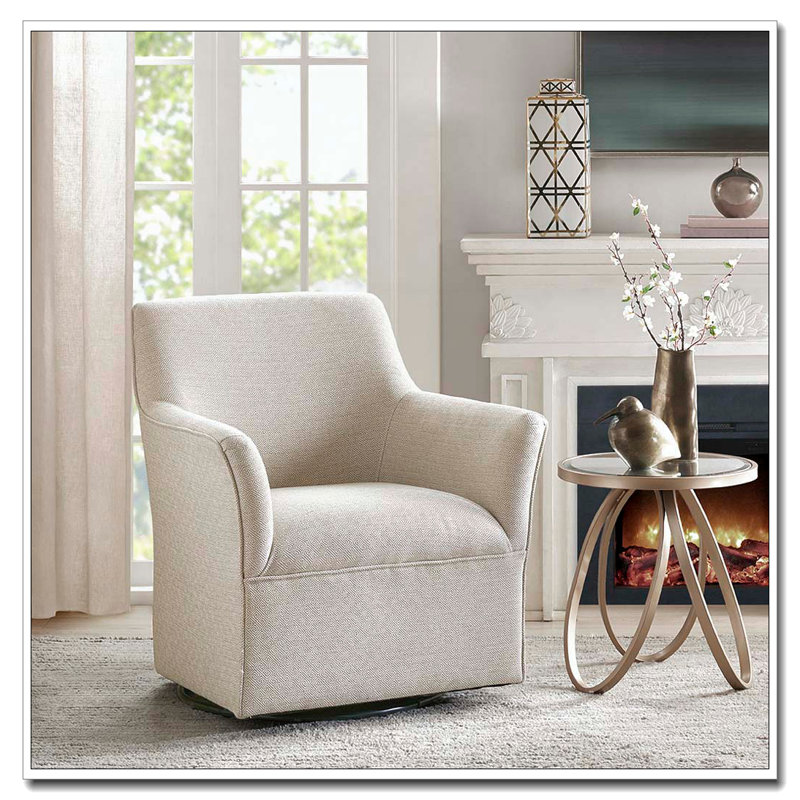 Fauteuil demi-tonneau pivotant et évasé, Crème, crème