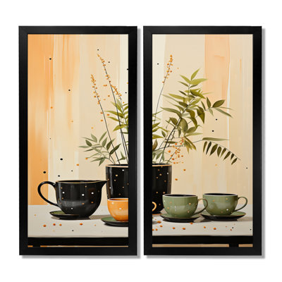 «Coffee Tea Cafe Points», ensemble de 2 reproductions d'art sur toile multicolores