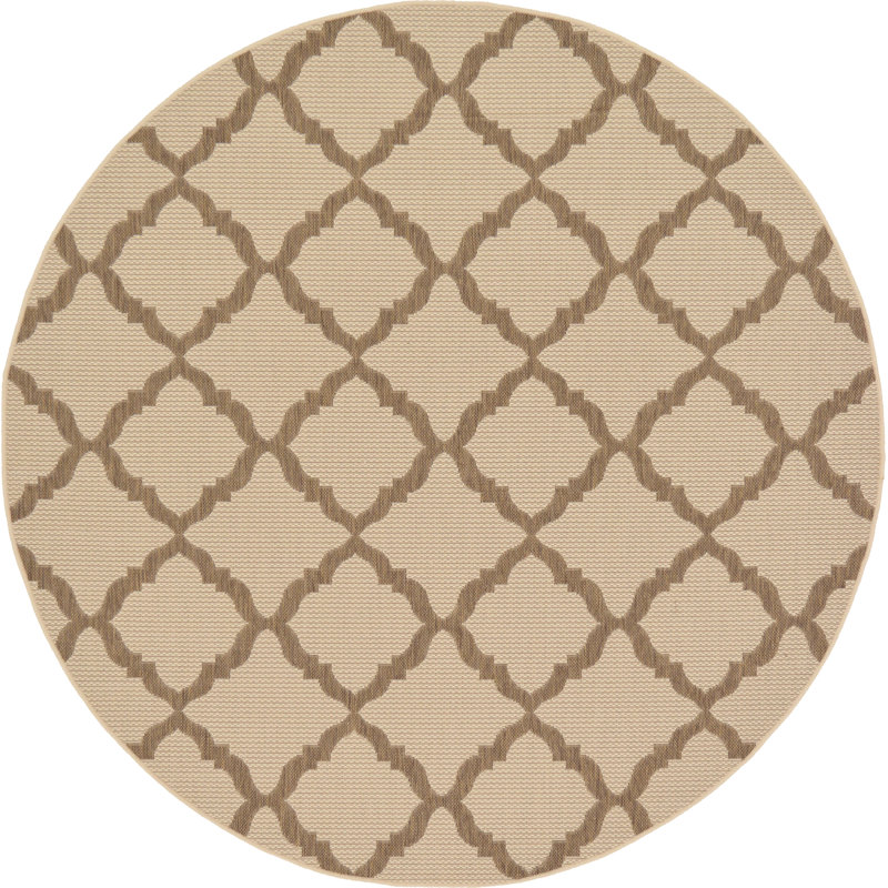 Geraldine Beige/Brown Indoor/Outdoor Area Rug, Round 6'1"