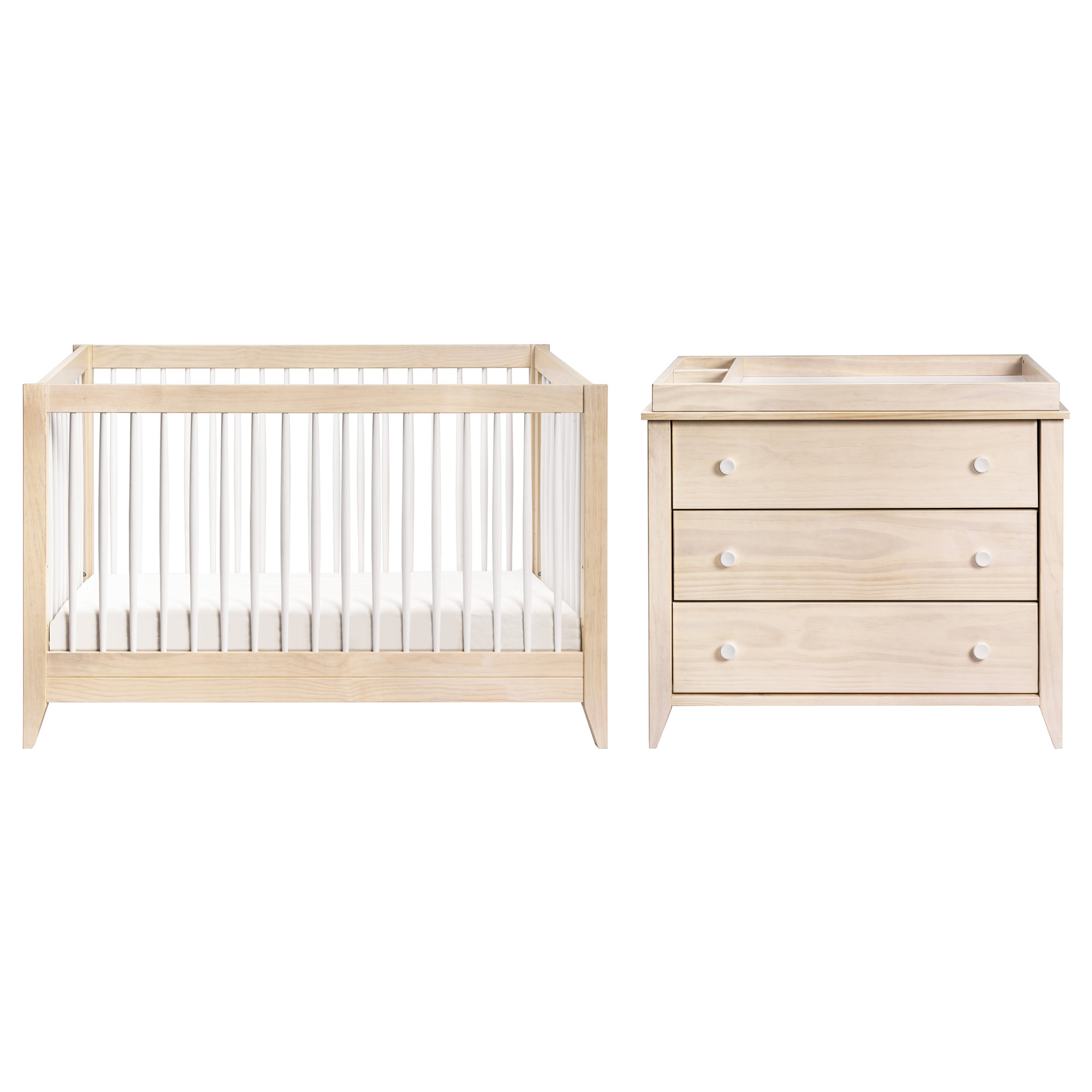 Sprout Convertible Standard Nursery Furniture Set, Washed Natural/White
