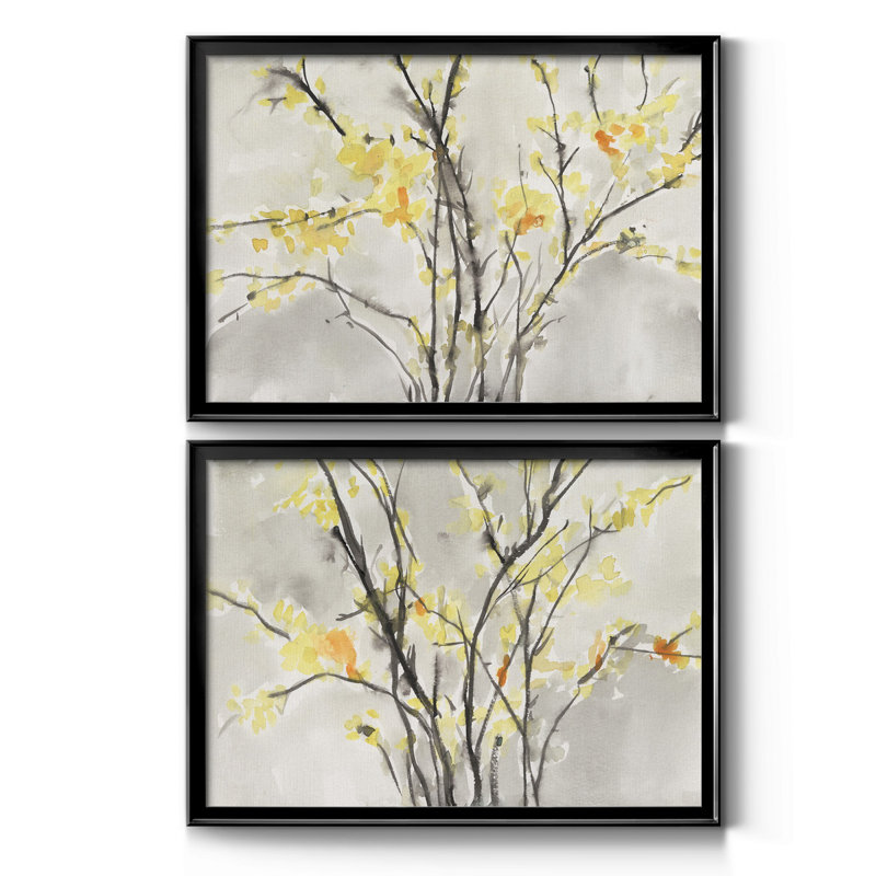 Blissful Elegance I - ensemble de 2 peintures encadrées, Noir, H 36,5 po x l 53 po x P 1 po