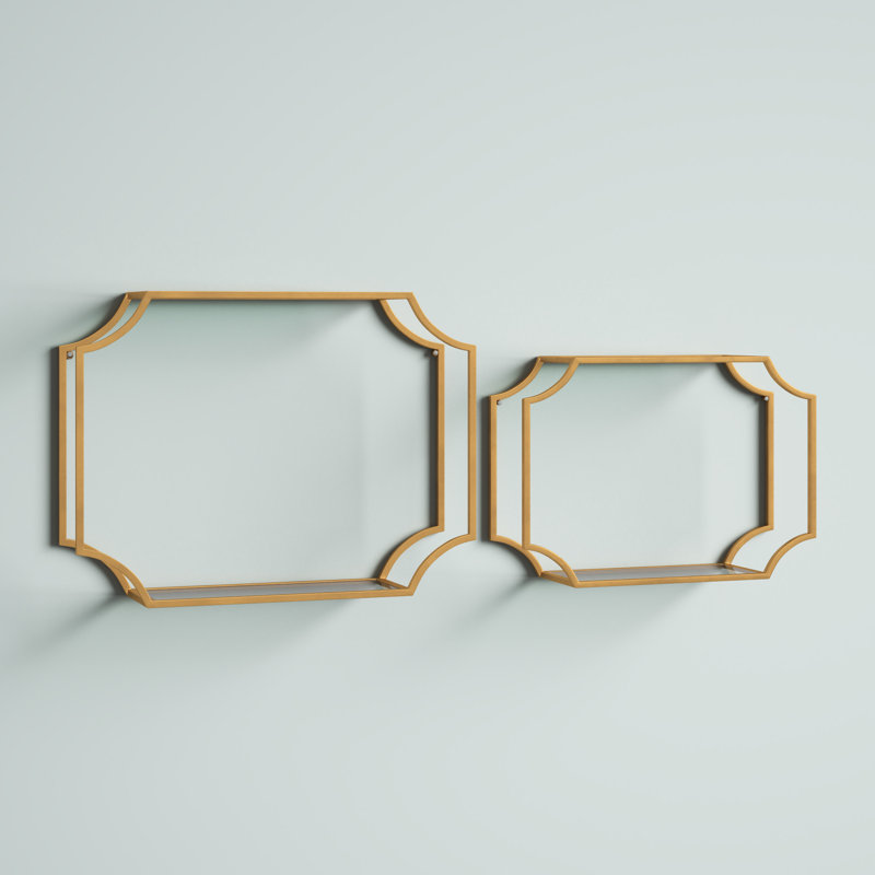 Brionna 2-Piece Accent Shelf, Gold, 18" H x 24" W x 6" D