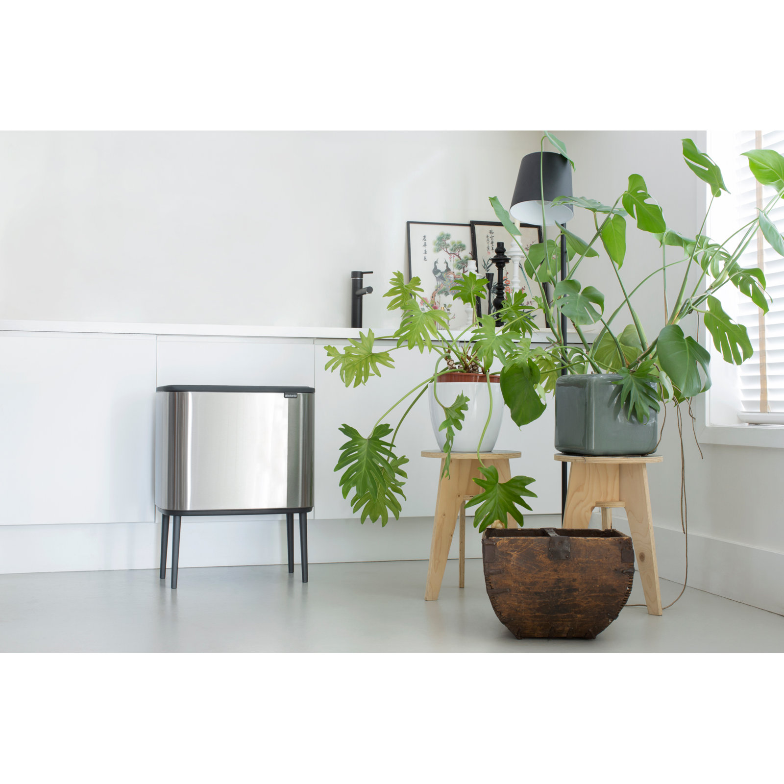 Brabantia Bo Touch Top 9gal Recycling Can, Matte Steel Fingerprint Proof