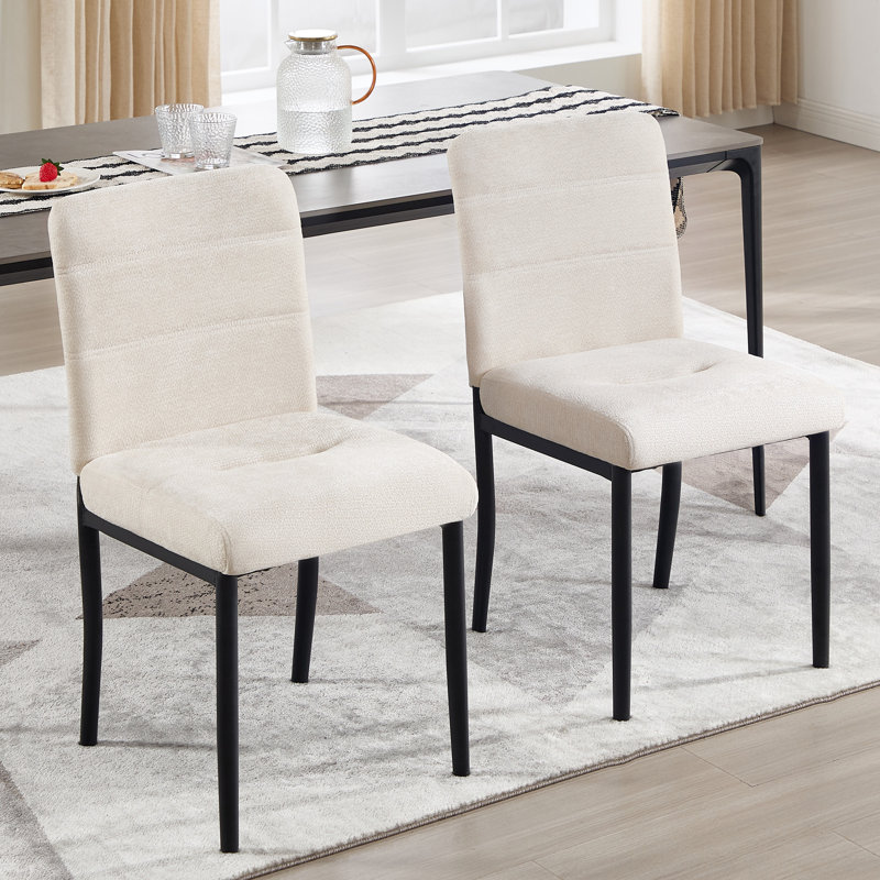 Modern Dining Chair with Metal Legs, Beige