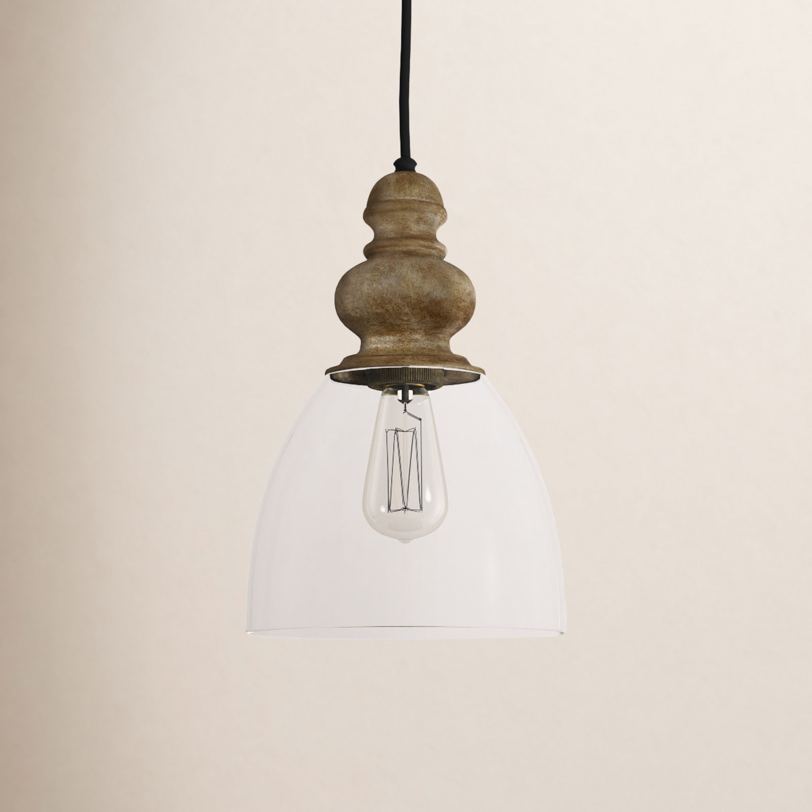 Single Light Glass Steel Dimmable Pendant