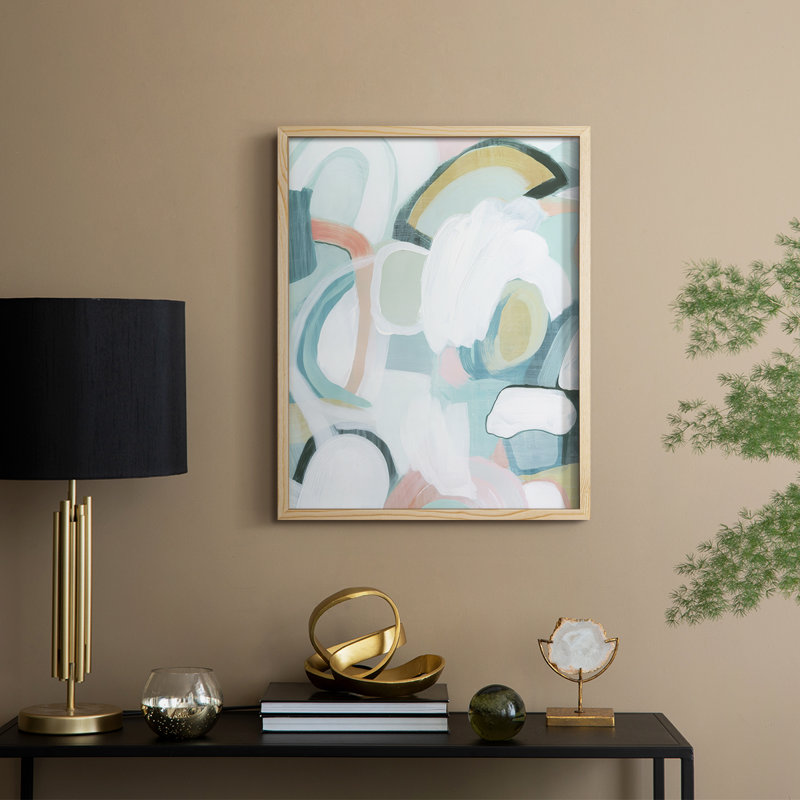 «Pastel Garden Abstraction I», reproduction encadrée - bois massif, H 15 po x l 12 po, Naturel