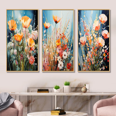 «Garden Delights Wild Expression Blooms - Plants», ensemble de 3 reproductions d'art mural
