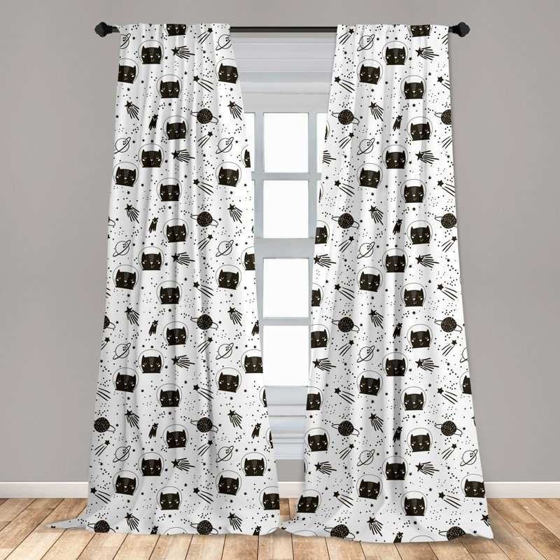 Black Polyester Room-Darkening Rod Pocket Curtain Panels, 28" x 63"
