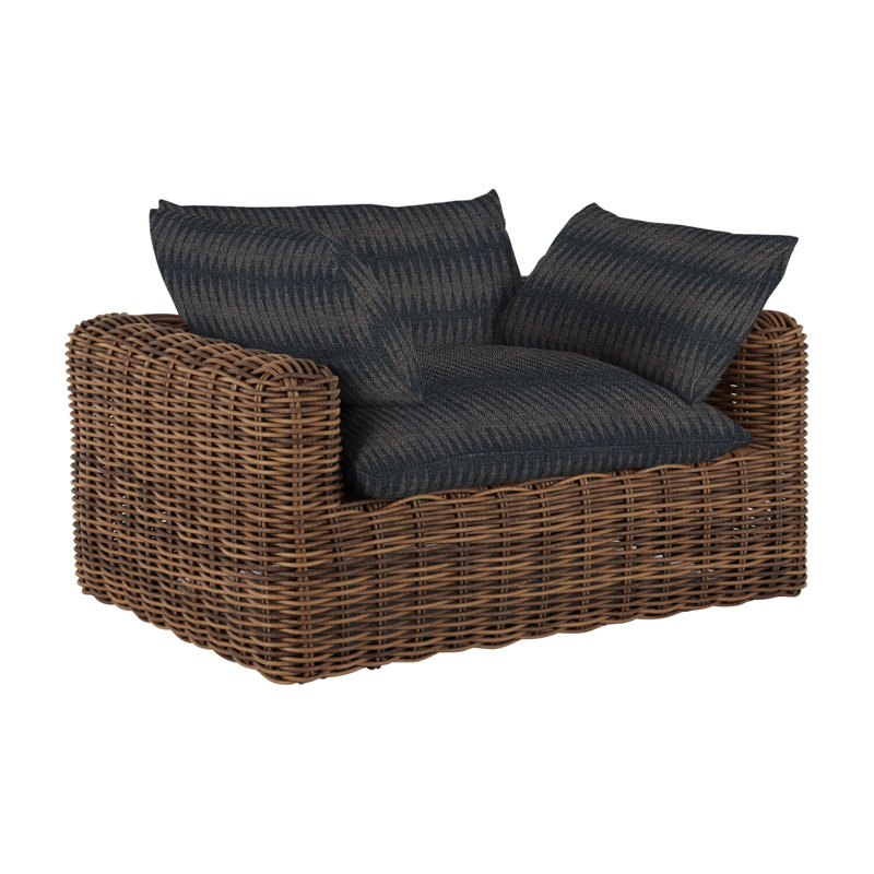 Montecito Patio Chair with Cushions, Raffia, Dove Sunbrella® Linen, No Welt