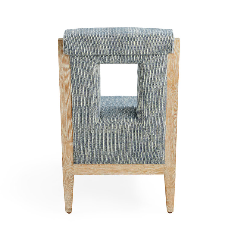 Cocteau Slipper Chair, Blue Polyester Blend, Natural