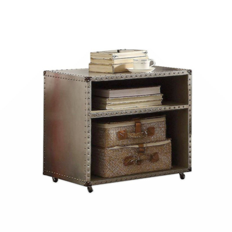 Gray Aluminum Industrial Nightstand with USB Power Dock