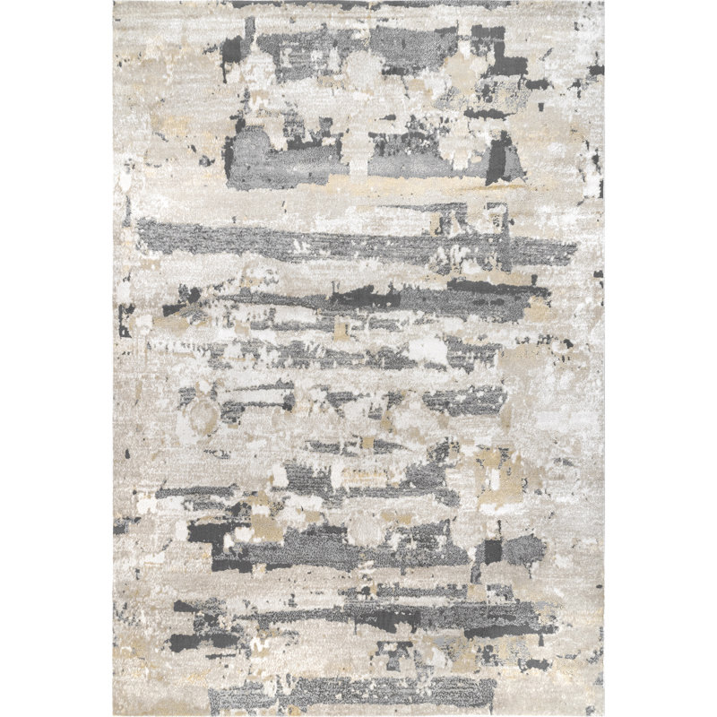 Tapis abstrait beige / gris, Rectangle 5 pi x 8 pi