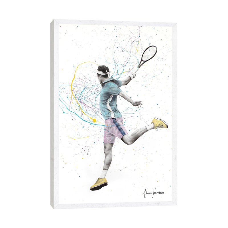 Tennis Player by Ashvin Harrison - Print on Canvas, White Framed, 152.4cm H x 101.6cm W x 3.81cm D
