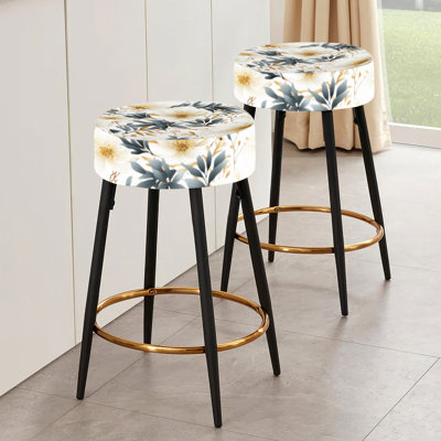 Ensemble de 2 tabourets de bar Coastal Tranquil Florals Collage Unveilé IV - Floral