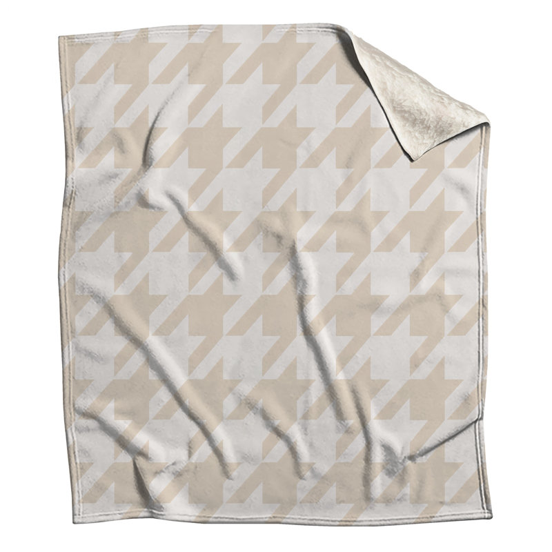 Beige Houndstooth Pattern Blankets, 50in W x 60in H
