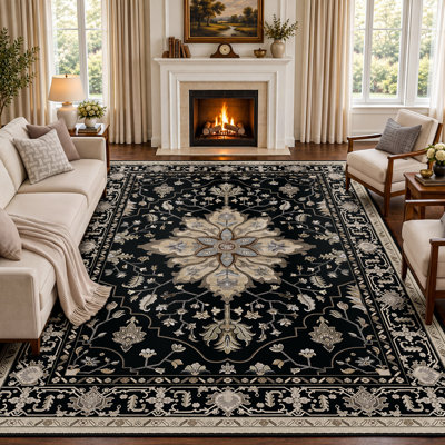 Tapis rétro antidérapant à motif médaillon Sunflower