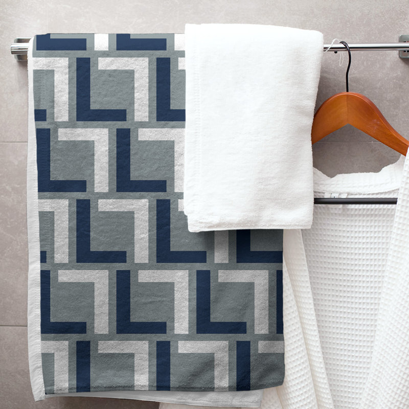 Serviette de bain, Silver/Blue/White
