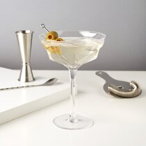  Coupe Cocktail Glass, Set of 2, 8 oz, Hand-Blown Crystal Martini  Glasses, Unique Art Deco Cocktail Glasses for Pisco Sour, Martini,  Champagne, Round Champagen Coupe