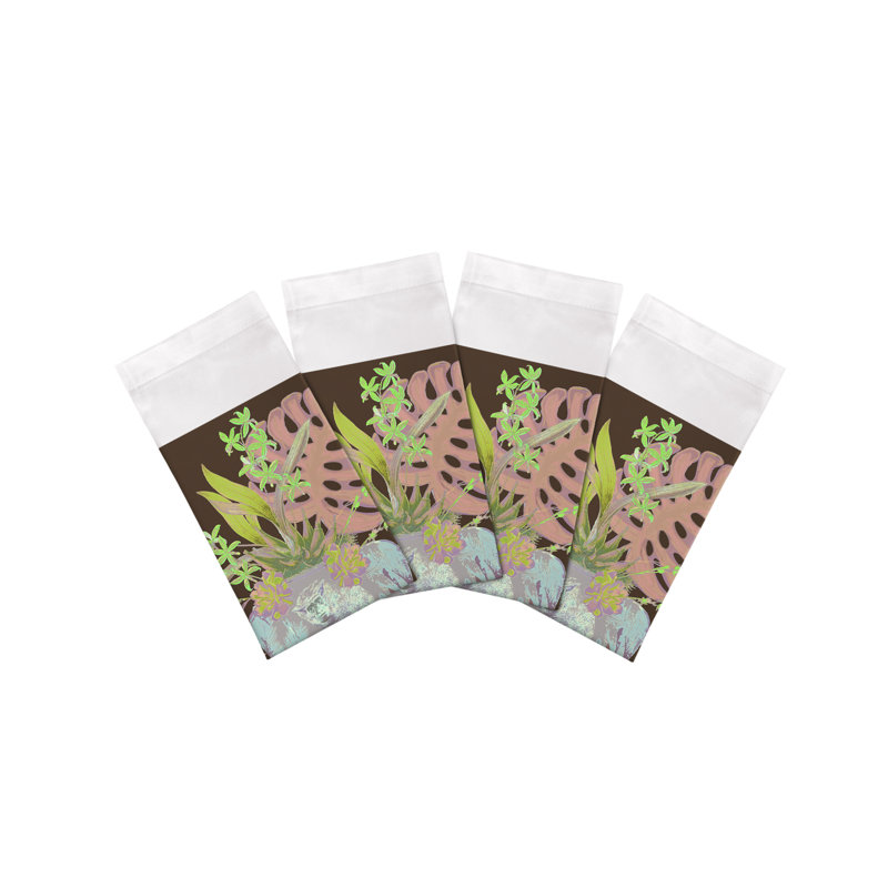 Serviettes de table en satin de coton Monkey, Chocolat et lime