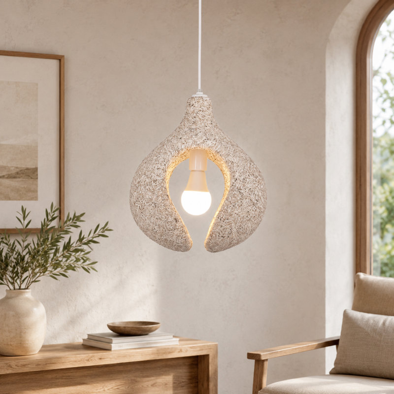 Luminaire suspendu 11,8 po Wabi-Sabi gris avec cordon réglable pour salle à manger, îlot de cuisine et chambre à coucher